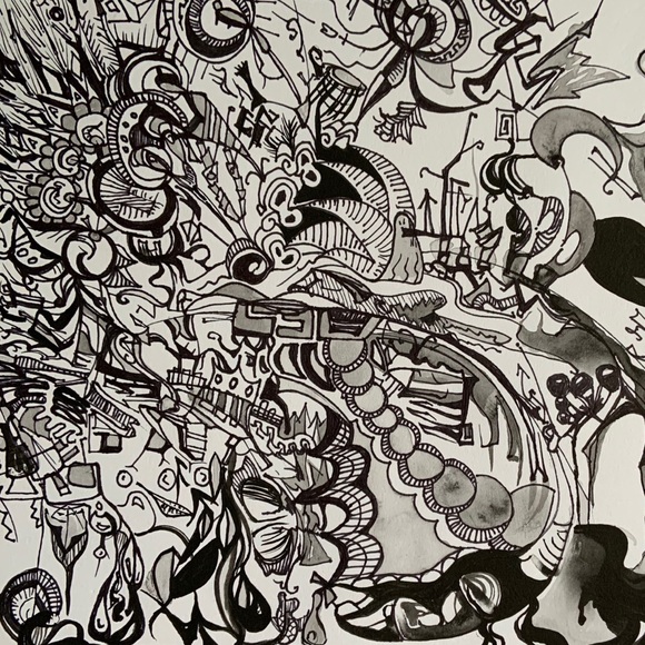 Original art ink drawing abstract signed - Picture 2 of 2